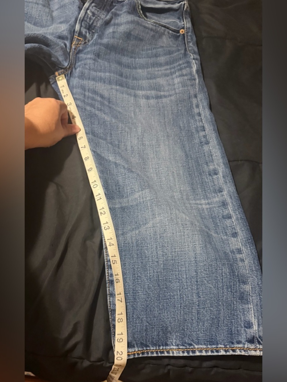 Levi's Men's 501 Washed Blue Relaxed Straight capri Jeans - Picture 8 of 11